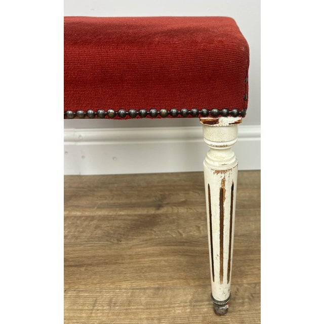Vintage French Stool in Fabric For Sale - Image 6 of 11