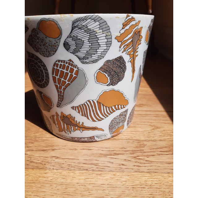 Burnt Orange Fitz & Floyd Sea Shell Planter Pot 1975 For Sale - Image 8 of 12