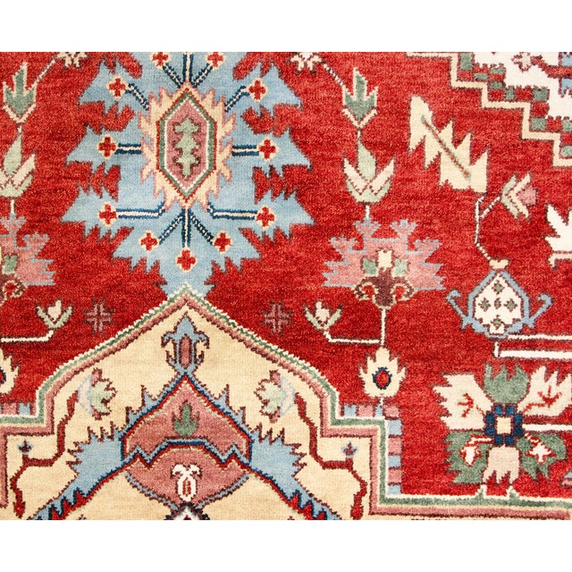 Textile Serapi Rust/Navy Wool Runner- 2' 6'' X 8' 0'' For Sale - Image 7 of 9