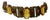 Czech Art Deco Bezel Set Citrine Amber Glass Panel Bracelet Signed Antique For Sale