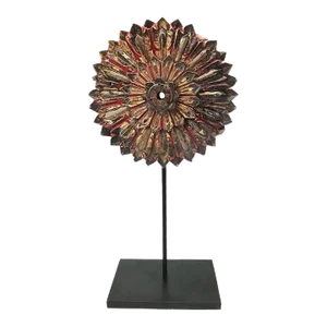 Thai Wood Flower Sculpture, Early 20th Century