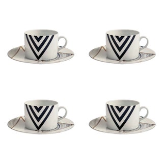 Alina Teacup & Saucer Set of 4 by Nina Magon For Sale