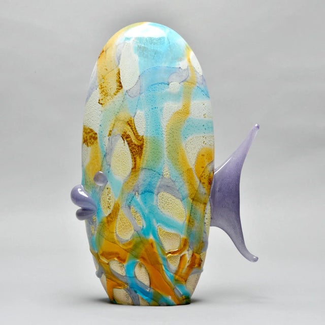 Murano Tall Mid Century Multi Color Murano Glass Fish For Sale - Image 4 of 13