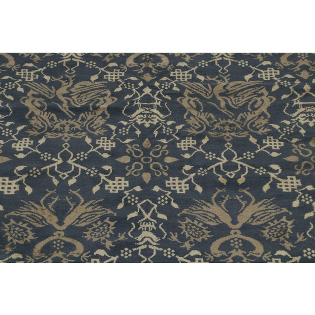 Rug & Kilim’s European Style Pictorial Rug in Blue With Gold Dragon Patterns For Sale In New York - Image 6 of 11