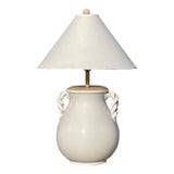 Huge Italian Ceramic Braided Handle Table Lamp For Sale