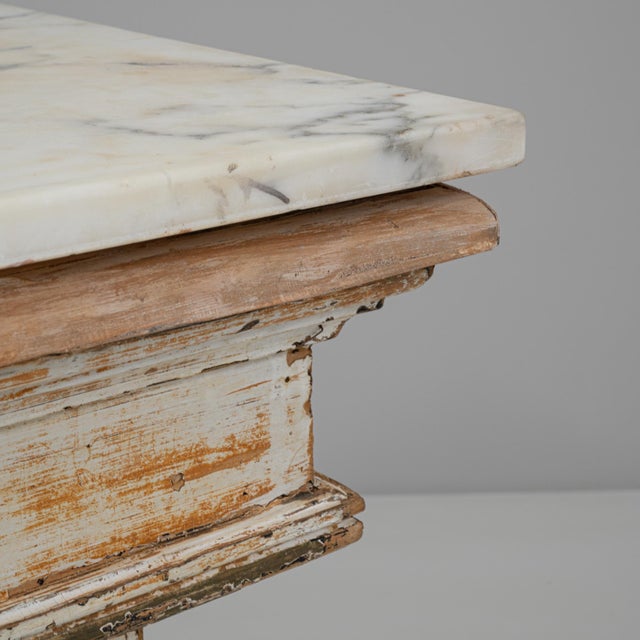 1900s French Wood White Patinated Bar With Marble Top For Sale In Greensboro - Image 6 of 18