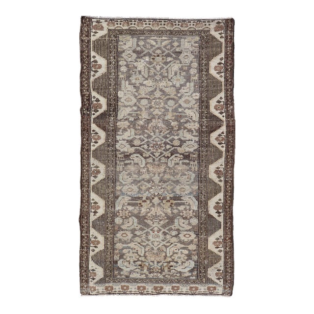 Antique Persian Kurdish Rug With Geometric Motifs and Neutral Tones 3'1 X 6 For Sale