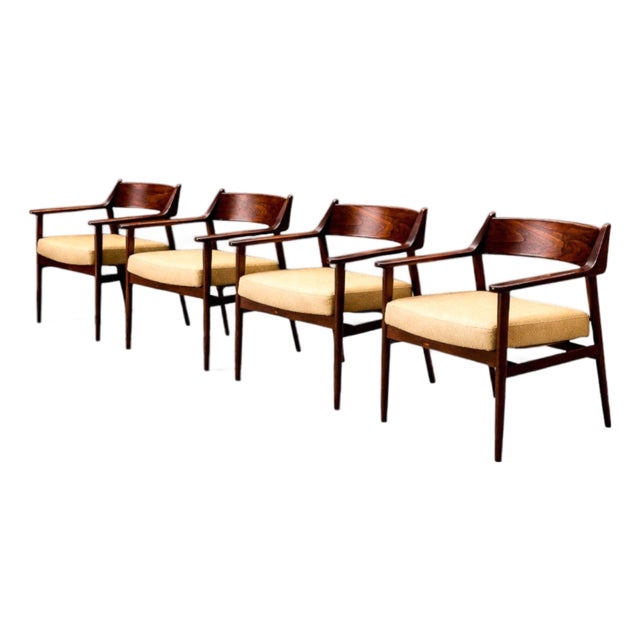 Set of Four Brazilian Rosewood Armchairs / Dining Chairs by Jorge Jabour, Cantù, 1960s - Lot 634–615A For Sale