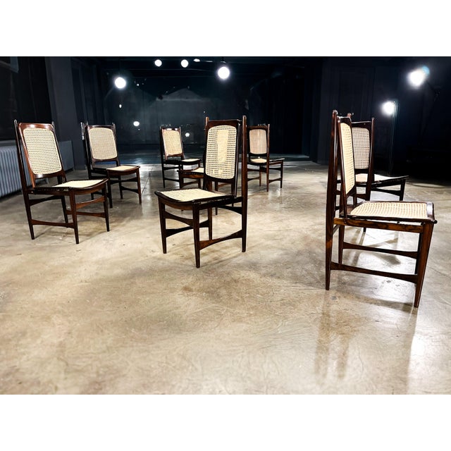 Beige Set of Ten Brazilian Mid-Century Dining Chairs by Alexandre Rapoport, 1960s For Sale - Image 8 of 10