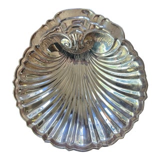 Vintage Silver-Plate Scallop Shell Dish For Sale