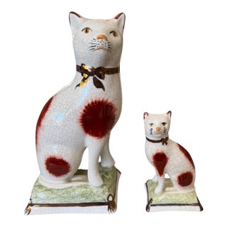 Vintage English Staffordshire Cats - A Pair For Sale