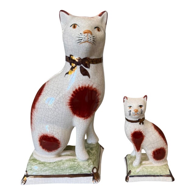 Vintage English Staffordshire Cats - A Pair For Sale