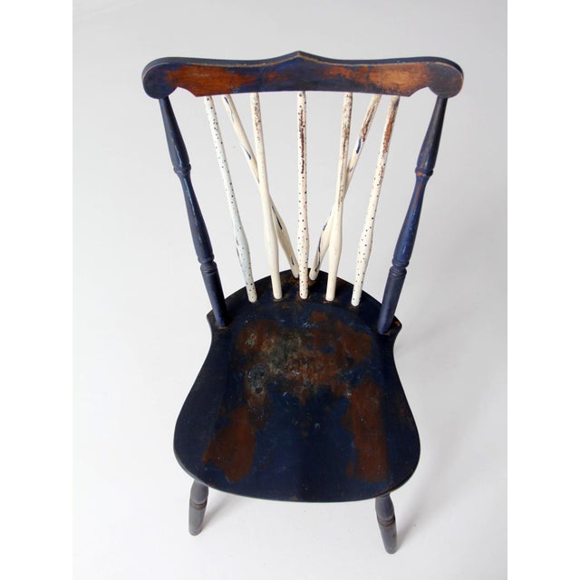 Early 20th Century Antique Painted Brace Back Windsor Style Chair For Sale - Image 5 of 16
