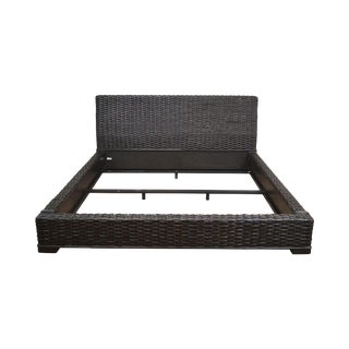 McGuire Style Quality Ebony Wicker King Bed For Sale