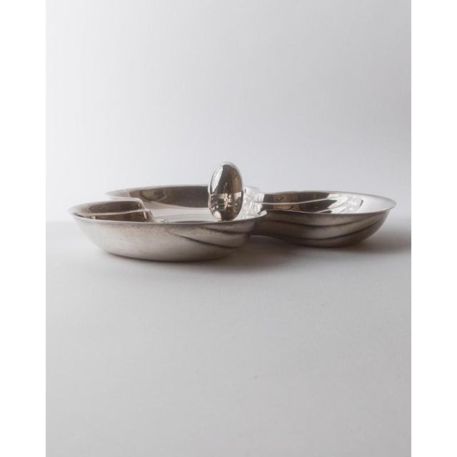 Vintage Silver-Plated Centerpiece with Side Bowls and Egg-Shaped Handle, 1940s For Sale - Image 10 of 11