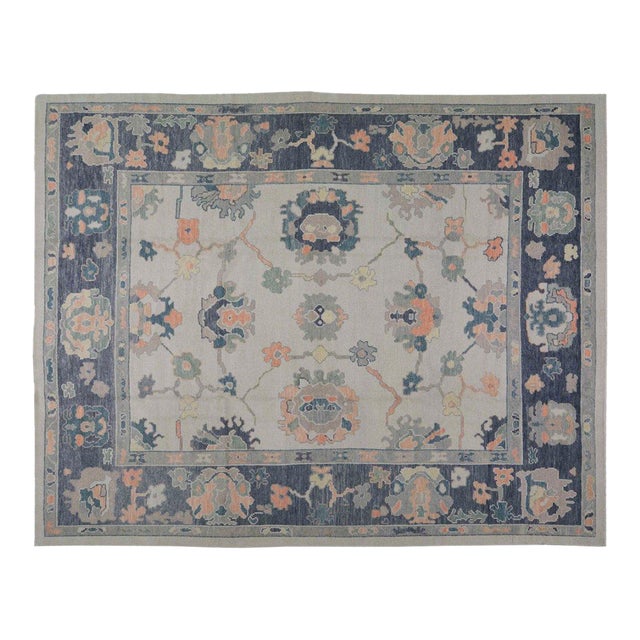 Turkish Oushak Knotted Wool Rug, 9'2''x11'8'' For Sale