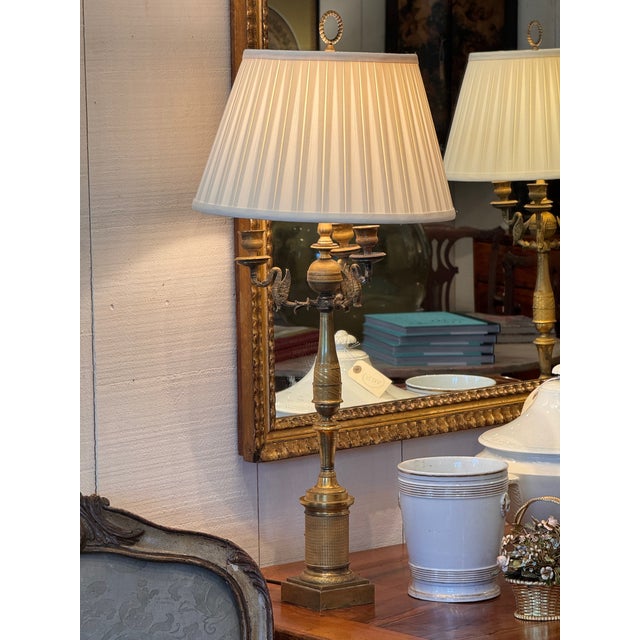 Early 19th Century French Empire Gilt Bronze Candelabra Lamps - a Pair For Sale - Image 13 of 18