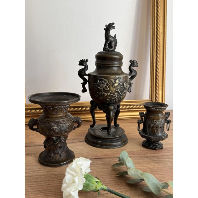 Antique Chinese Bronze Objects, Set of 3 For Sale - Image 11 of 11