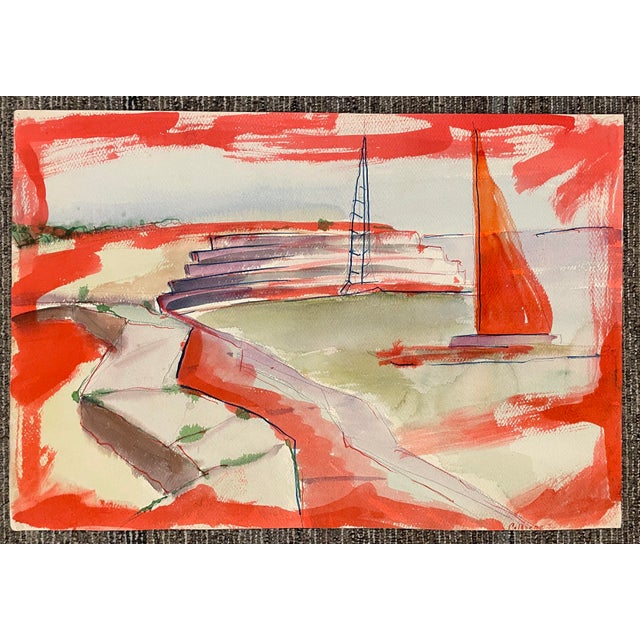 Coastal 1952 Robert Colborne Abstract Coastal Landscape For Sale - Image 3 of 4