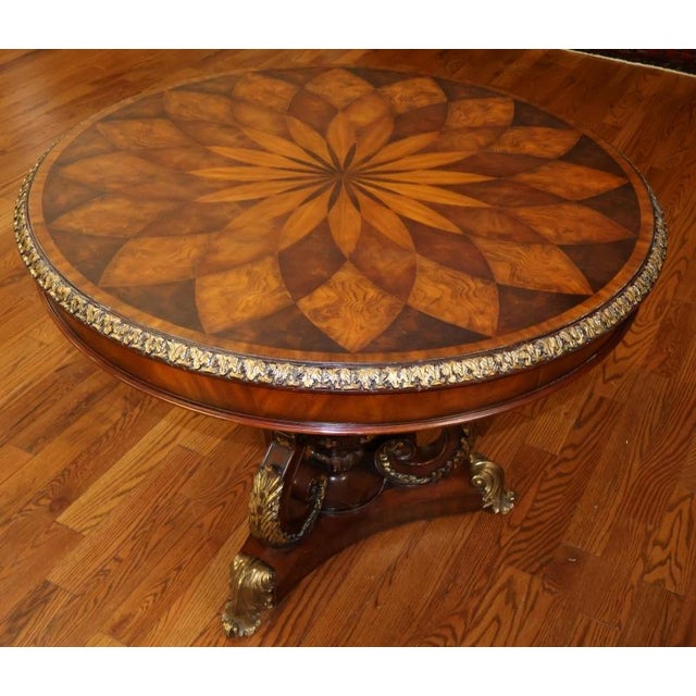 Maitland Smith Spiro Mixed Wood and Metal Entry Center Table For Sale - Image 11 of 12