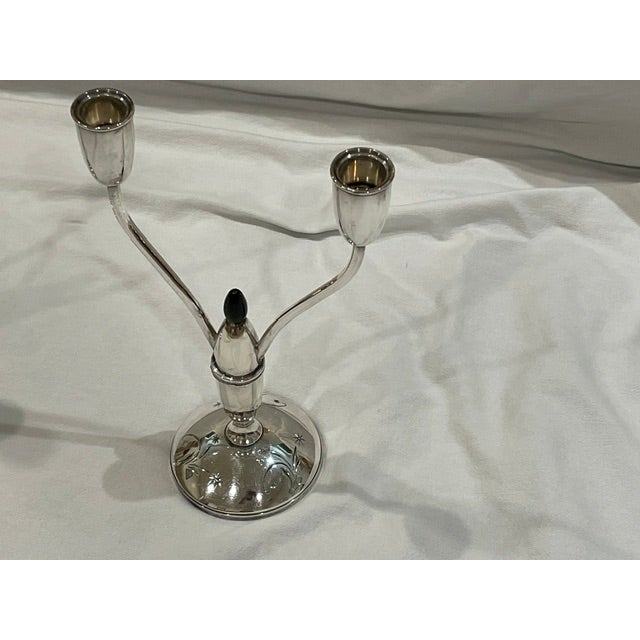 Metal 1956 Mid-Century Modern Gorham Sterling Silver "Celeste" Candelabras - A Pair For Sale - Image 7 of 7