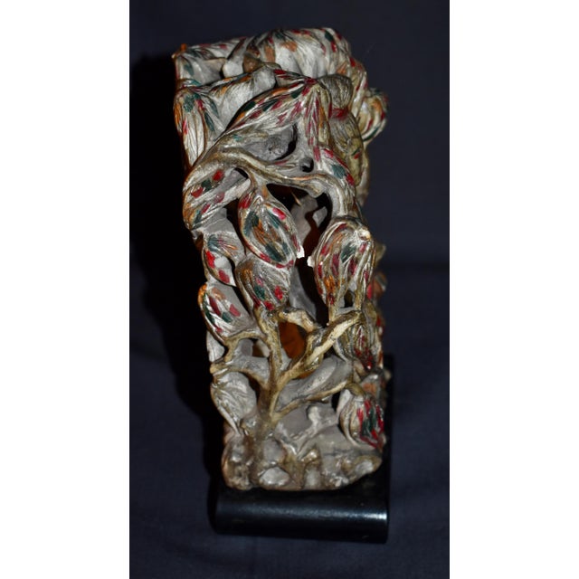 Vintage (1960's) Goddess Statue with a Wood Base. Chinese Style. Made of Soapstone. Carved. The Measurements: 4.5"W x...