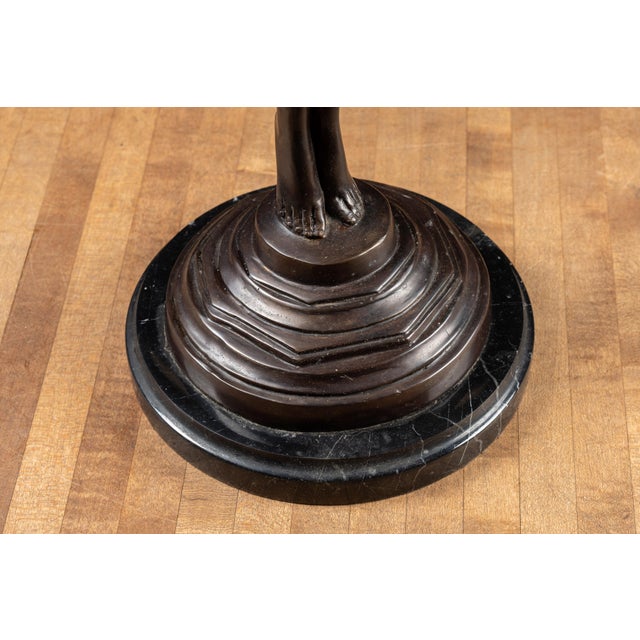 Art Deco Bronzed Spelter Nude Woman Stranding Ashtray | Signed For Sale - Image 12 of 12