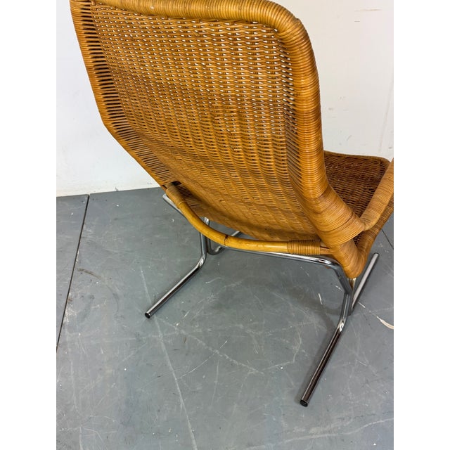 Mid-Century Modernist Rattan and Steel Lounge Chair by Dirk van Sliedregt for Gebroeders Jonkers Noordwolde, 1950s For Sale - Image 6 of 10