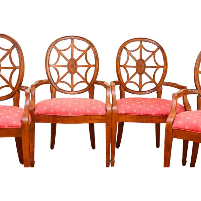 Late 20th Century Ethan Allen Spider Back Arm Chairs - Set of 4 For Sale In New York - Image 6 of 12