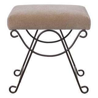 Panoplie Iron Loop Stool, Brown Mohair For Sale