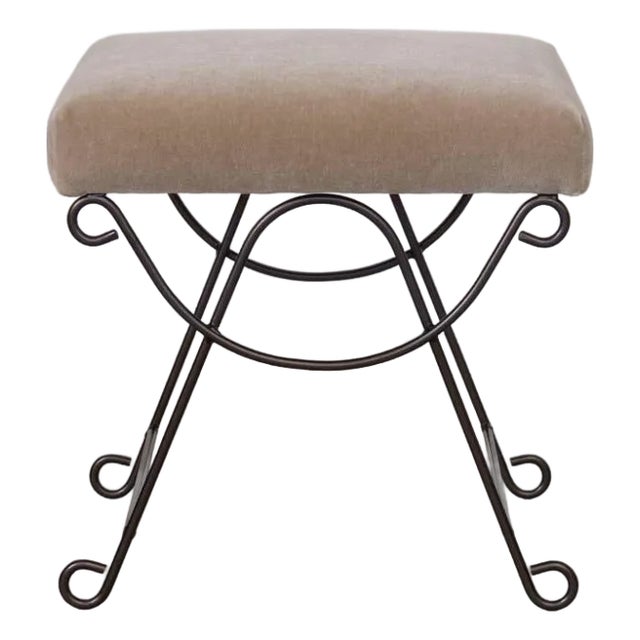 Panoplie Iron Loop Stool, Brown Mohair For Sale