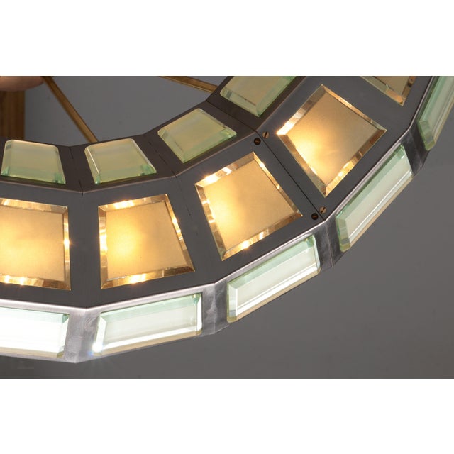 Metal Chandelier in Brass, Aluminum, and Glass by Max Ingrand for FontanaArte, Italy, 1970s For Sale - Image 7 of 12