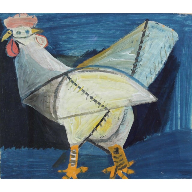 The french rooster', gouache on art paper, by raymond debiève (circa 1960s). A mid-century modern depiction of the french...