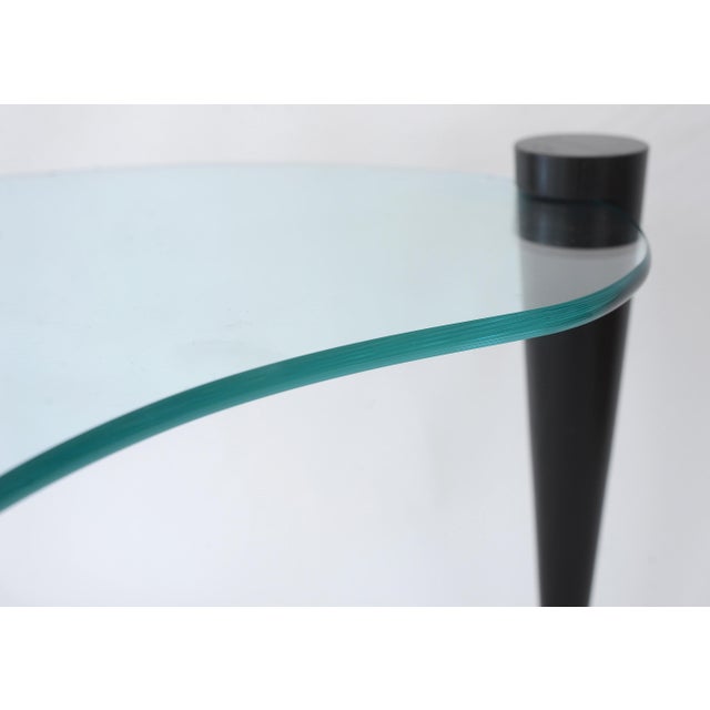 Mid Century Modern Kidney Shaped Glass Coffee Table With Cone Legs For Sale - Image 12 of 17