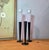 Mid-Century Modern Set of 3 Northern Lights Malibu Tealight Holders, Matte Black Metal & Frosted Glass Modern Candle Stands For Sale - Image 3 of 11