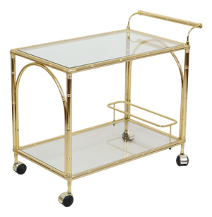 Hollywood Regency Faux Bamboo and Glass Bar Cart by Orsenigo, Italy, 1970s
