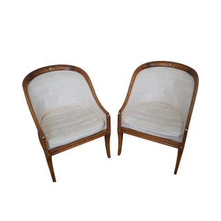 Vintage Regency Style Barrel Back Club Chairs - Pair For Sale