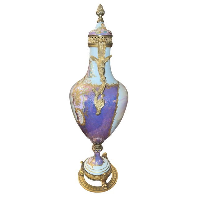 Antique 19th Century French Sevres Porcelain & Bronze Vase. Signed Maxant. For Sale In Los Angeles - Image 6 of 12