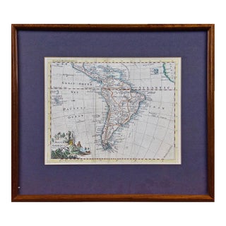 South America: Hand-colored 18th Century Framed Map by Thomas Jefferys For Sale