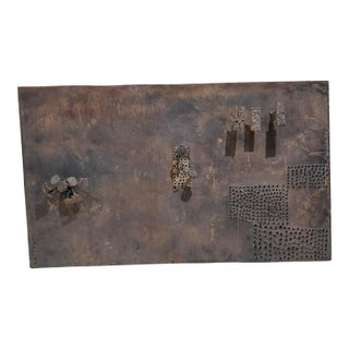 1970s Brutalist Perforated Metal Relief Wall Art For Sale