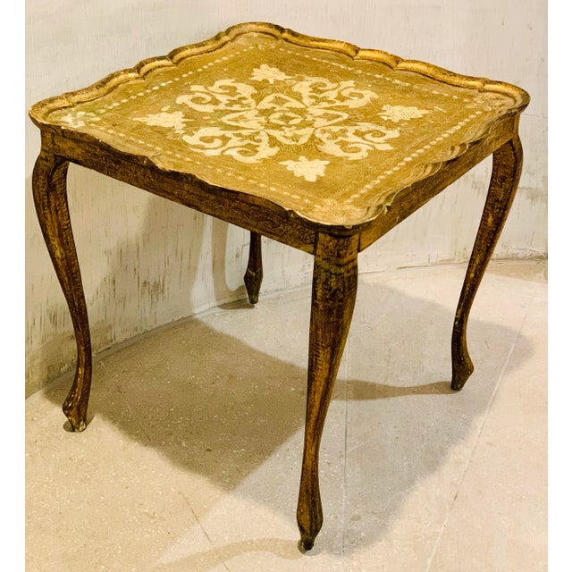 Vintage Mid-Century Italian Neoclassical Florentine Table, Gilt-Wood Square For Sale In San Antonio - Image 6 of 12