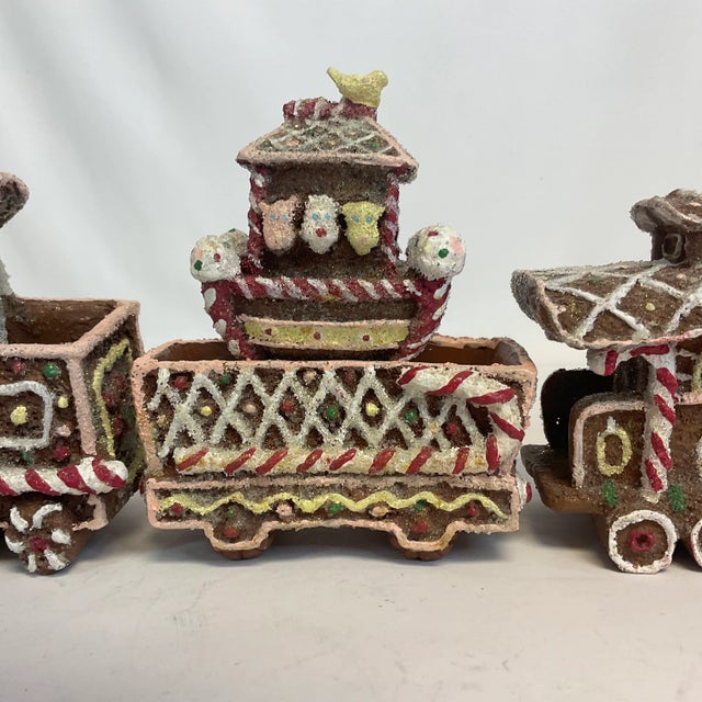 American 1950s Mid-Century Faux Ginger Bread Christmas Train Tabletop Decorative Object For Sale - Image 3 of 12