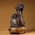 This striking vintage cloisonne enamel sculpture depicts a powerful dragon coiled around a central treasure bowl, a...