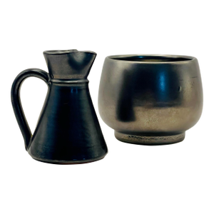 Mid 20th Century Prinknash Grey Cream and Sugar Set