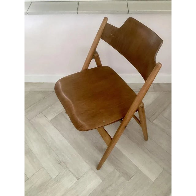 Egon Eiermann Wooden Folding Chair attributed to Egon Eiermann for Wilde & Spieth, 1960s For Sale - Image 4 of 7