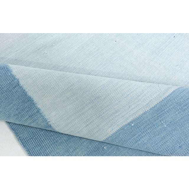 Baby Blue Doris Leslie Blau Vintage Indian Dhurrie Blue Rug For Sale - Image 8 of 10
