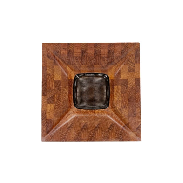 Vintage Divided Teak Serving Tray With Glass Dish by Digsmed For Sale - Image 11 of 11