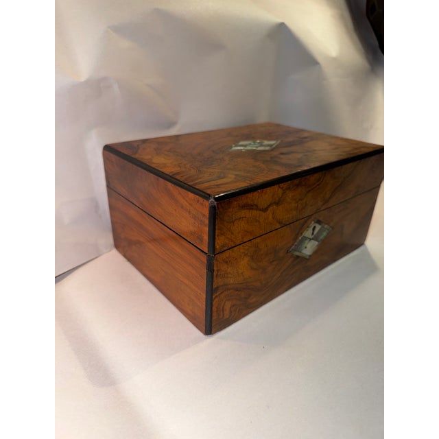 Brown 19th Century English Sewing or Jewelry Box With Mother of Pearl Inlay For Sale - Image 8 of 11