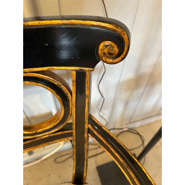 Hollywood Regency Hollywood Regency Black and Gold Loveseat With Circle Motif For Sale - Image 3 of 12
