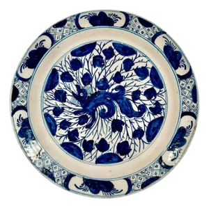 18th Century Dutch Delftware Blue and White Dragon Charger, Circa 1700